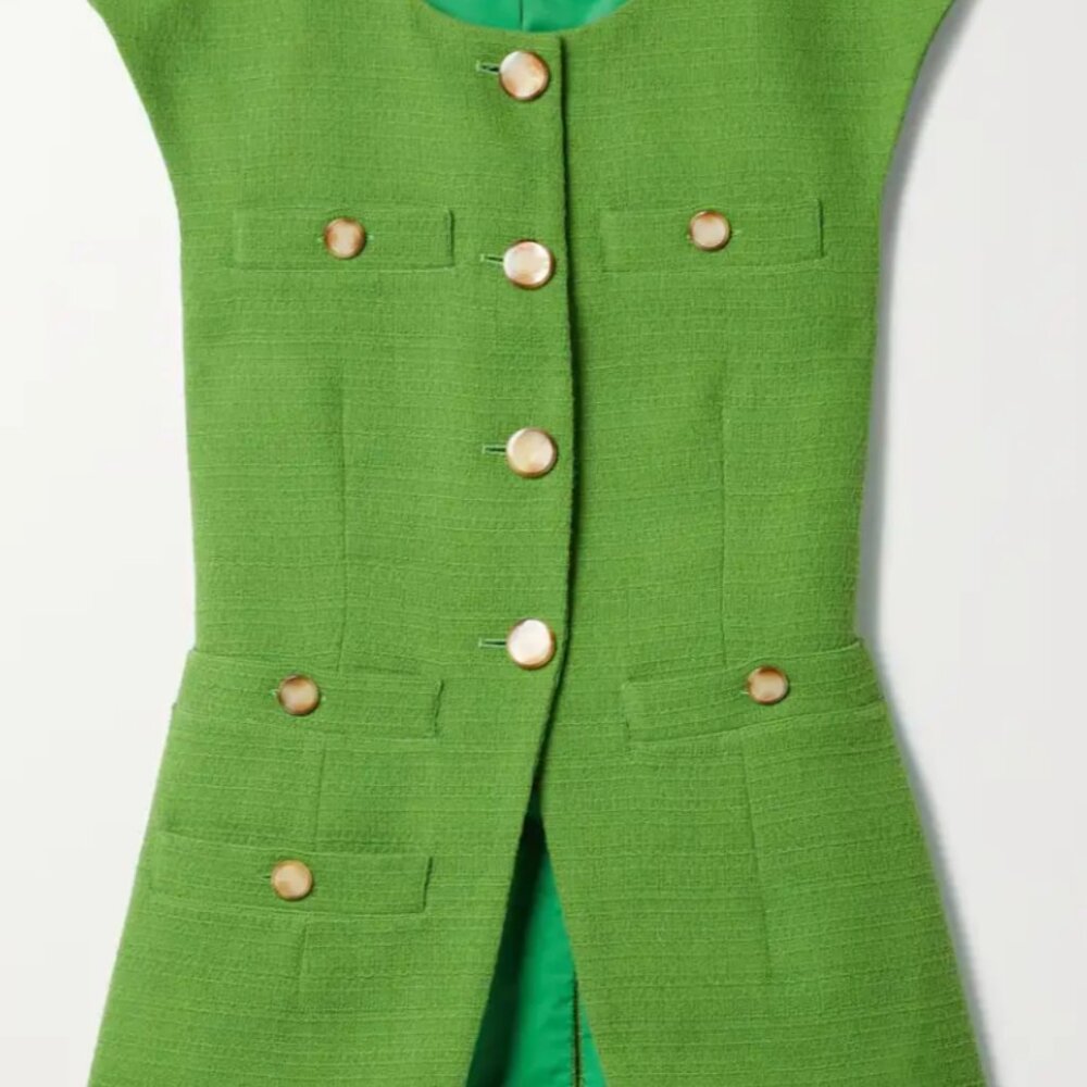 NWT Veronica Beard Tamara Cotton-tweed Vest - Green